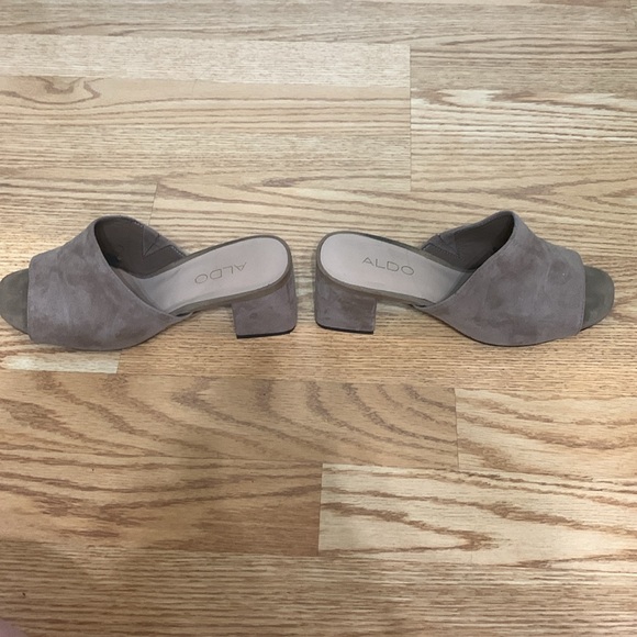 Heeled Taupe Slides - Picture 3 of 6